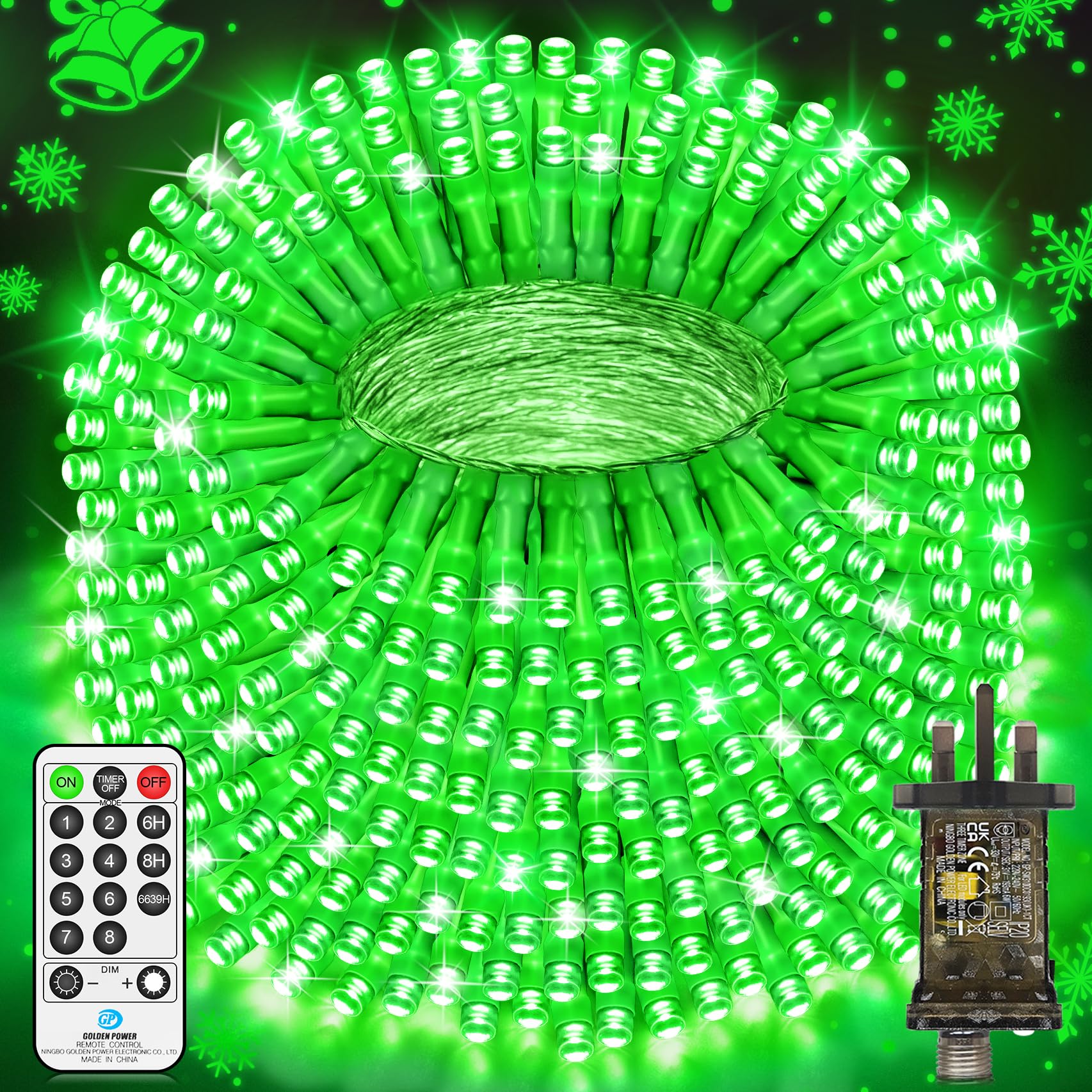 JXLEDAYY 120M 1000 LED Fairy Lights Plug in Outdoor String Lights Extra Long Christmas Lights Waterproof with Remote Timer 8 Modes for Outside Garden Patio Party Yard Camping Tree Decorations-Green