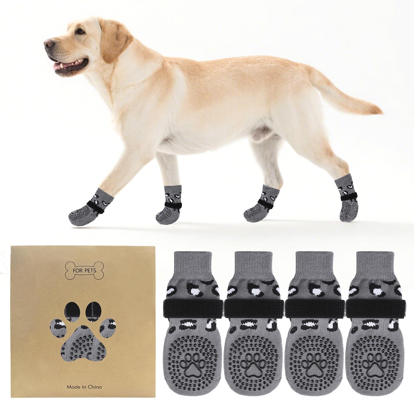 Photo 1 of KOOLTAIL Anti Slip Dog Socks to Prevent Licking Paws,Dog Shoes for Hot Pavement & Hardwood Floors,Durable Soft Double Sided Grippy Socks for Small Medium Large Dogs, Traction Control for Senior Dogs