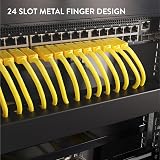 kwmobile 1U 19" Rack Mount Cable Management 24 Slot Finger Raceway Panel Cover view 2