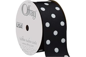 BERWICK Offray 945889 1.5" Wide Grosgrain Ribbon, Black and White Polka Dot, 3 Yards