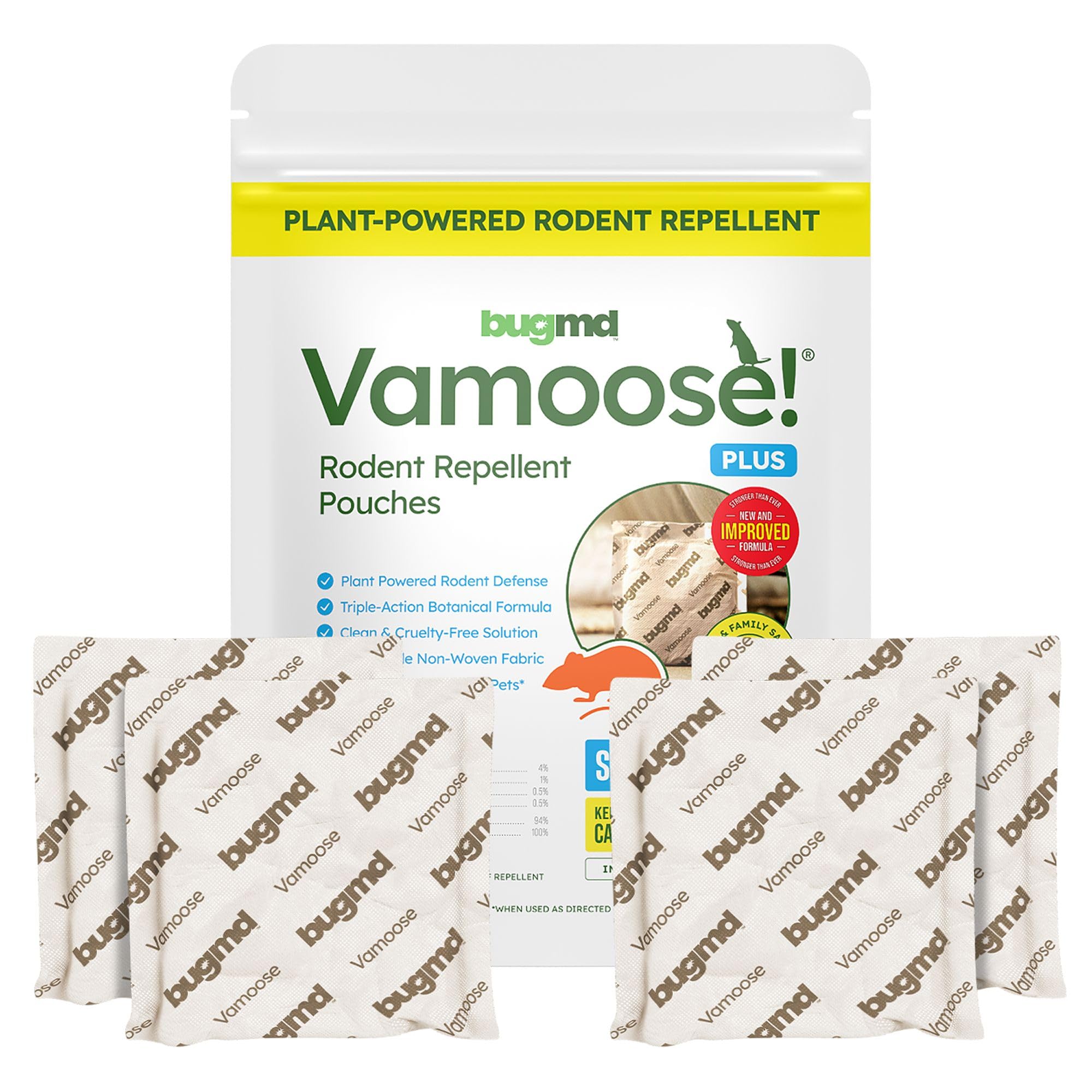 Photo 1 of ***FACTORY SEALED***BugMD Vamoose Plus Peppermint Oil Mouse Repellent Pouches | Natural Mice Repellent Indoor & Rat Deterrent for House, Garage, RV, Car & Storage | Plant-Powered Rodent Control - 1 Pack - 4 Pouches