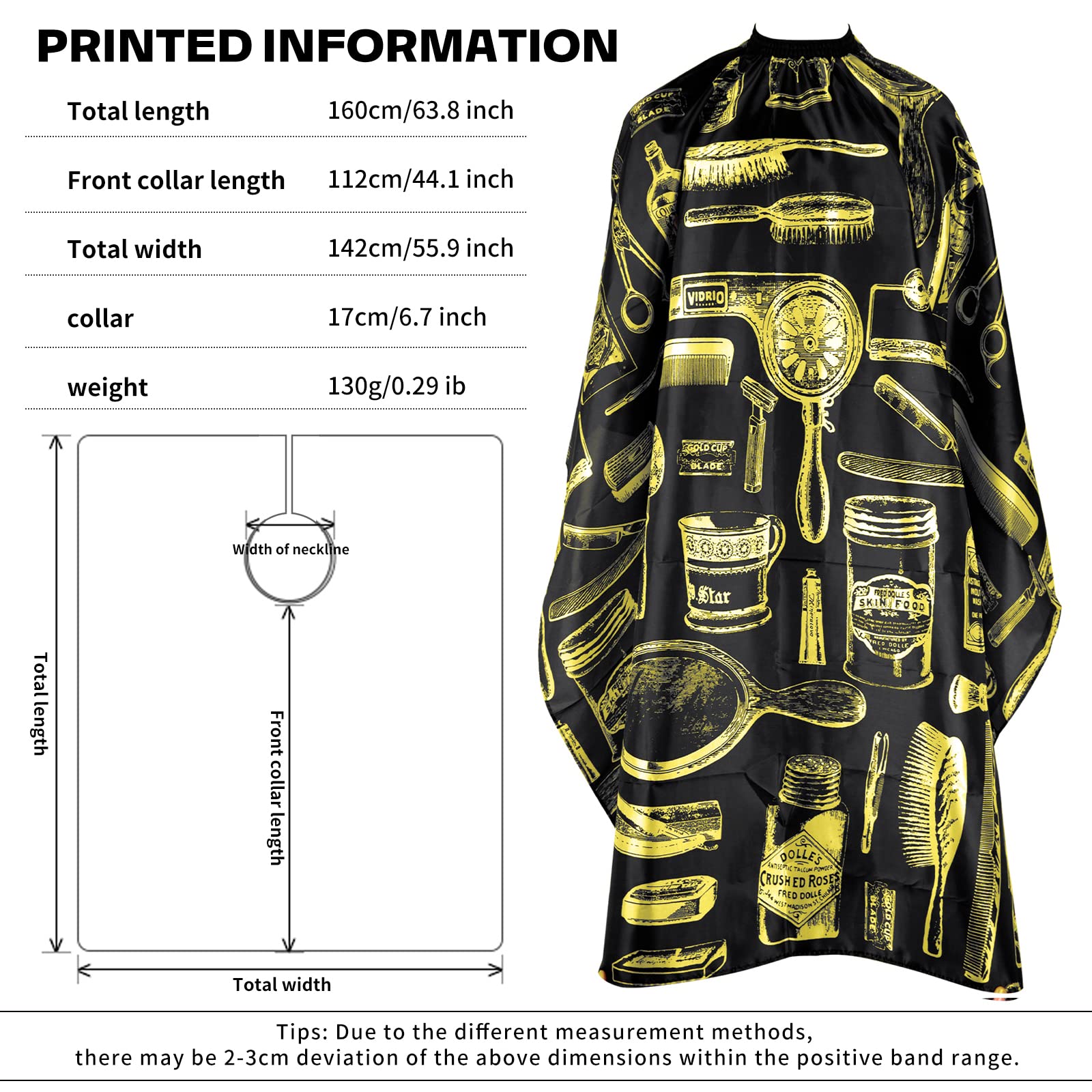 Waterproof Hair Cutting Cape Barber Cape for Men Cape for Hair Cutting with Adjustable Neck Size Neck Strips Neck Duster Set Hair Styling Cape Salon Cape with 100 Count Neck Strip Barber Supplies