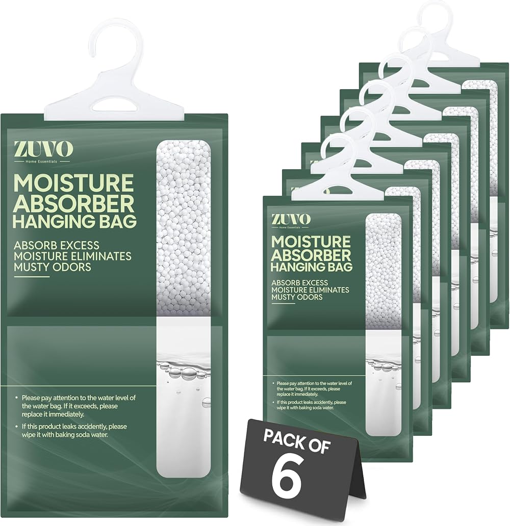Zuvo Wardrobe Dehumidifier Hanging Bags - Pack of 6 for Moisture Control