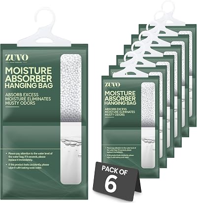 Zuvo Wardrobe Dehumidifier Hanging Bags - Pack of 6 for Moisture Control