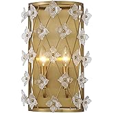 Savoy House 9-8411-2-322 Bailey Organic Glass Flower Floral Wall Sconce, 2-Light 120 Total Watts, 16" H x 10" W, Warm Brass