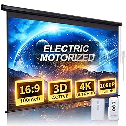 Motorized Projector Screen Pull Down 100 Inch 16:9