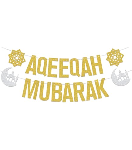Eid Al-Adha Mubarak Banner Set – 180x30 Cm Polyester Banner Mit Mond & Moschee