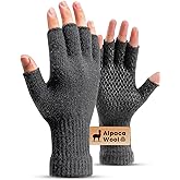 Cadtuos Alpaca Wool Fingerless Gloves for Men Women Thermal Winter Gloves for Driving Typing Fishing Hiking Running