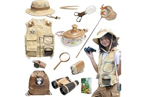 PATHFINDER PANDAS Kids Bug Catching Kit - Complete Explorer Kit with Safari Vest, Hat & More - Cute Dress-Up Safari Costume, or Zoo Keeper - Outdoor Explorer Set & Bug Toys for 3-7 Year Old Boys Girls + Adventure Book