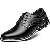 AWINIWI Men's Casual Dress Shoes Comfortable Fashion Dress Sneakers Men Office Classic Mens Oxfords Leather Business Casual Shoes Formal