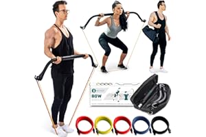NYPOT- Workout Bow & Portable Home Gym Equipment - Resistance Bands with Bar for Home Workout Equipment Men & Women All in One Gym for Strength Training