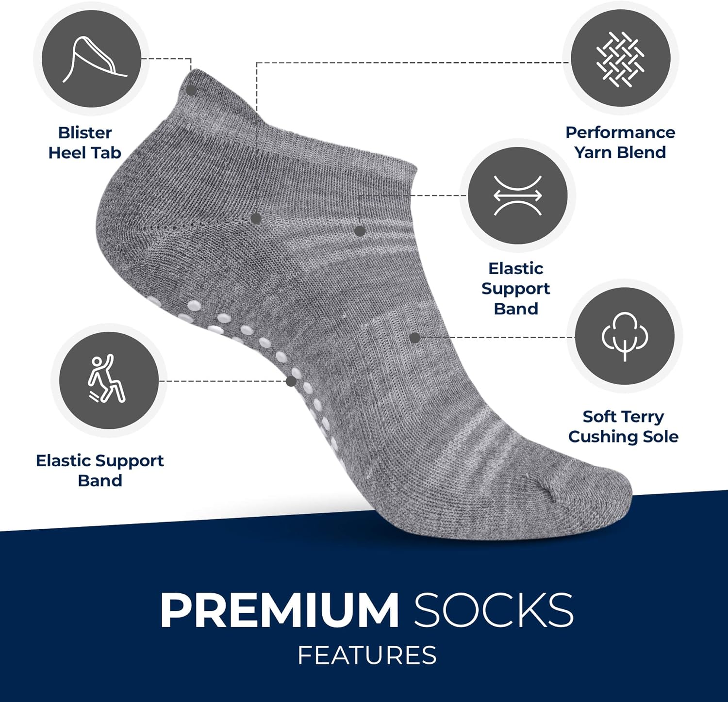 Pembrook Grip Socks - Non Slip and Non Skid Hospital, Yoga, Barre, Pilates, Maternity, Ballet, Women & Men (6 Pairs): Clothing