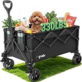 GVDV CW35 Wagons Carts Foldable, 42 in Extended Handle Collapsible Wagon | 330LBS Heavy-Duty Shopping Cart with Drink Holders, 120L Utility Folding Wagon for Grocery, Sports, Camping, Garden, Outdoor