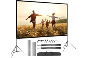 Projector Screen with Stand, VISULAPEX 100 inch Portable Outdoor Projector Screen, 16:9 Foldable Wrinkle Free Rear Front Movie Screen with Carry Bag for Theater Home Backyard Movie Night Travel