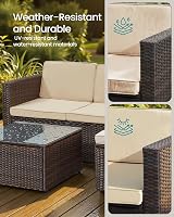 SONGMICS Garden Furniture Set PE Rattan Corner Sofa Table Cushions GGF005K05 view 3