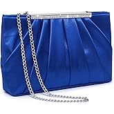 Dasein Elegant Pleated Evening Clutch Bags for Women Formal Handbags Purses for Wedding Party Prom with Sparkly Rhinestones