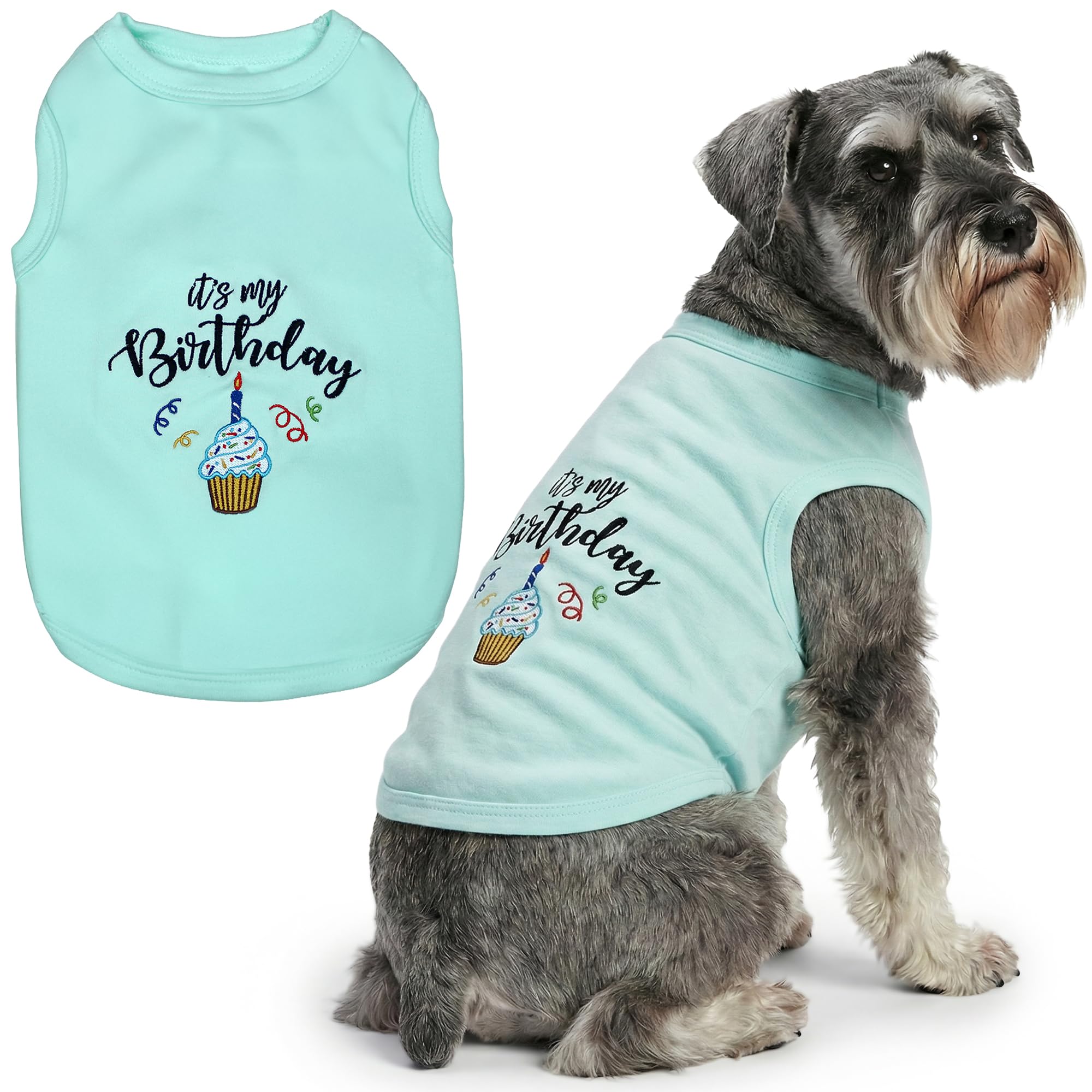 Parisian Pet It's My Birthday Blue Dog Cat Clothes Tee Shirts Dog T-Shirt, 2XL