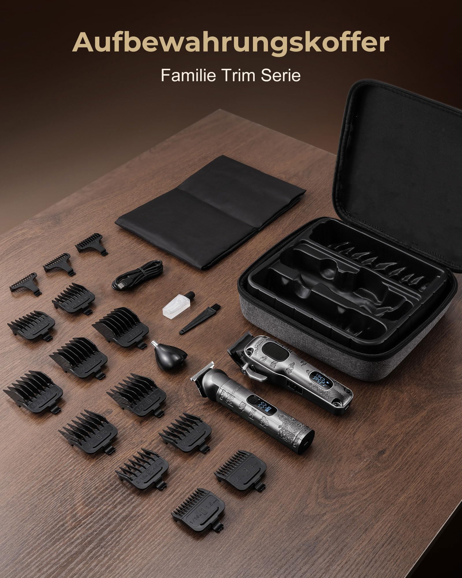 VGRPRO Haarschneidemaschine für Männer Professionell, Kabellose Haarschneidemaschine profi zum Haareschneider, Haarschneider Herren und Trimmer Set, Elektrischer Trimmer Herren mit Paket Box(Gray) 6