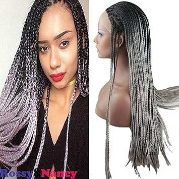 Amazon Com Rossy Nancy Cheap Lace Front Braided Wig 2 Tone Black