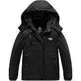wantdo Girls' Waterproof Winter Coat Fleece Ski Jacket Hooded Snow Coat Warm Raincoat Outerwear