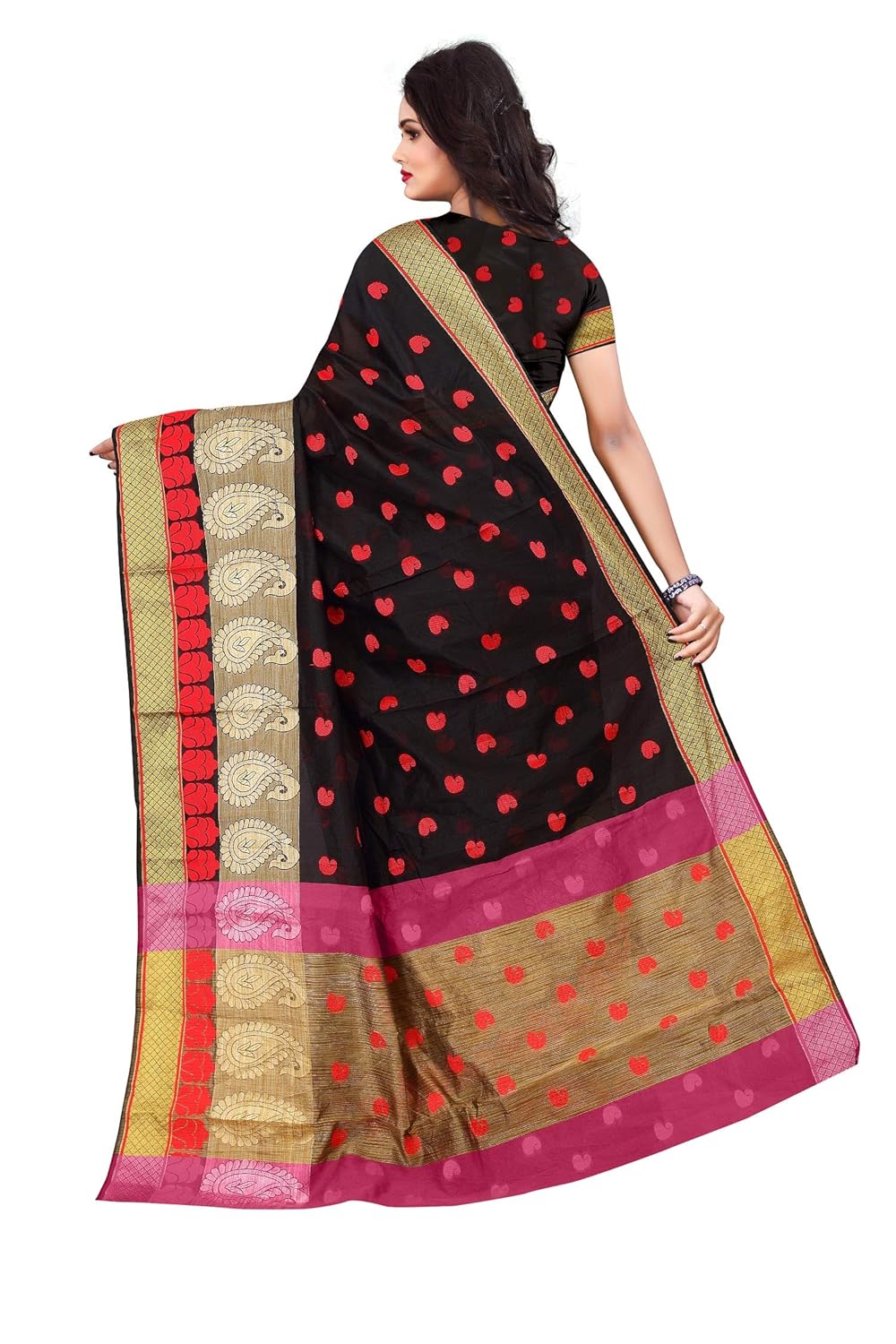 om sai latest creation cotton saree with blouse piece