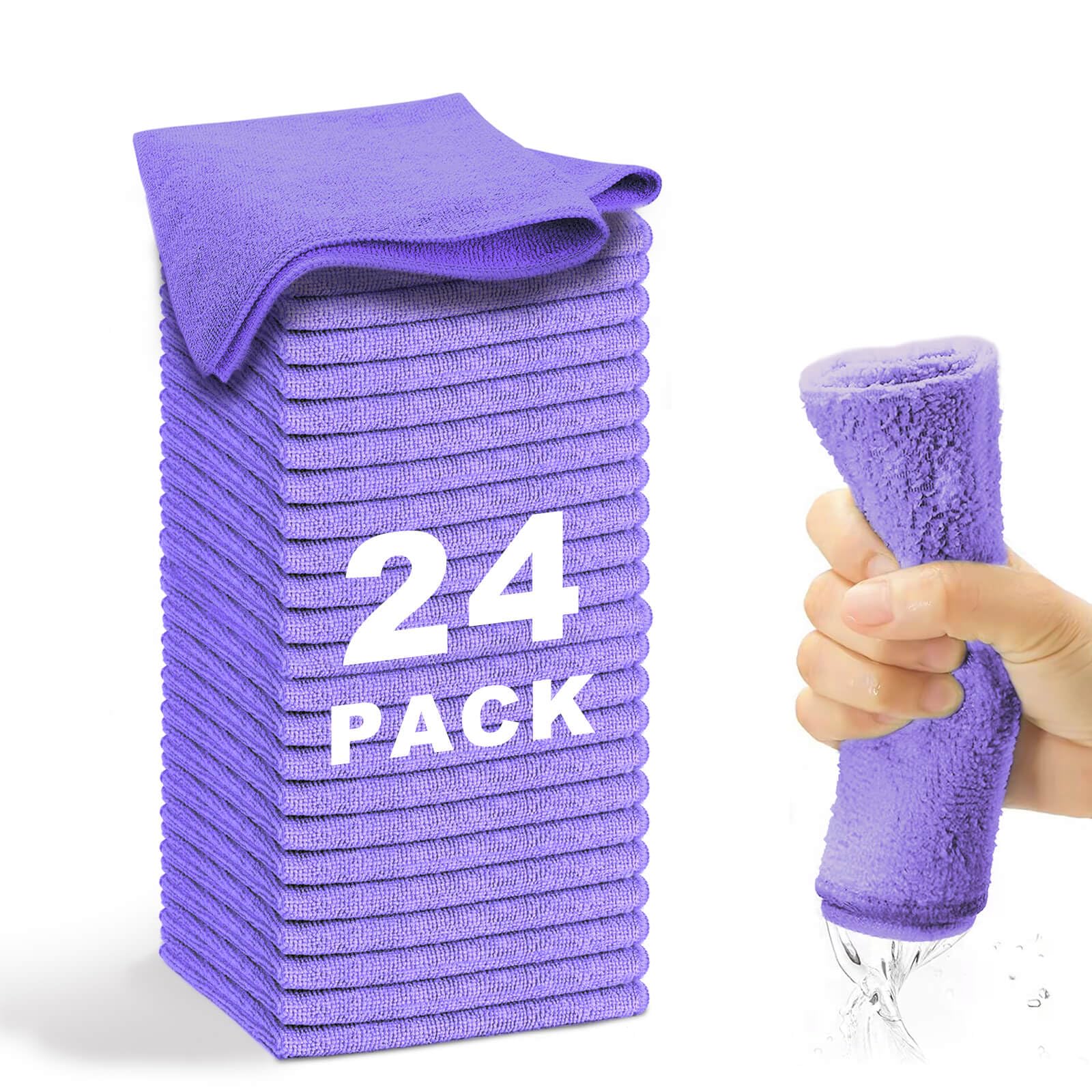 WEAWE Microfibre Cloth - premium 2100 Series 33x33cm Ultra Soft Highly Absorbent cloths, Reusable and No Fading, Lint Free-Machine Wash (Purple).
