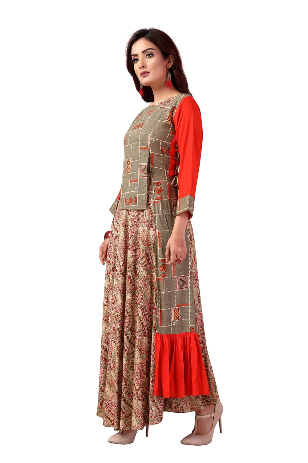 madhuram textiles women's rayon anarkali kurti