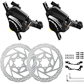 DYISLAND XT-7 E-Bike Hydraulic Brake Calipers Set, Two 140mm x 1.8mm Rotors | Front &amp; rear 2-piston aluminum MTB disc brake pair with cable actuation, fine tension adjustment, and pre-filled mineral oil