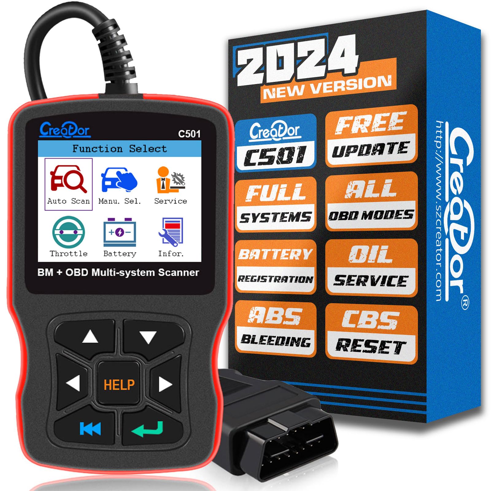 Creator C501 OBD2 Diagnostic Tool for BMW Mini Cooper Check Engine Light EPB ABS SRS DPF Diagnostic Scanner Code Reader with Battery Registration [2022 Version Update of C110+ C310+]