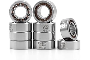 FUSHIBEARING R188 Open Deep Groove Ball Bearing, 1/4" mmx1/2 mmx3/16 mm Fidget Spinner Bearing with Nylon Caged (10 PCS)