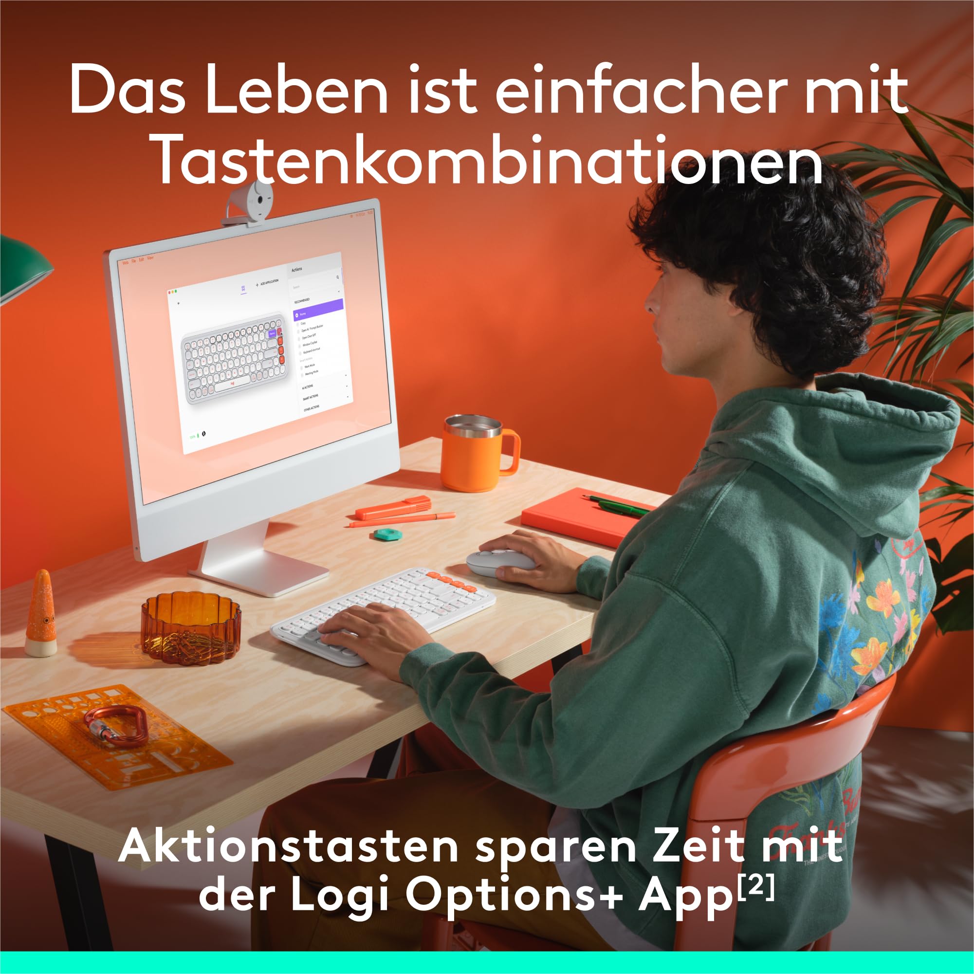 Logitech POP ICON Keys kabellose Bluetooth-Tastatur, Komfortables Tippen, programmierbare Tasten, Easy-Switch zwischen bis zu 3 Geräten, für Notebook, Tablet, PC, Deutsches QWERTZ-Layout – Weiß 4