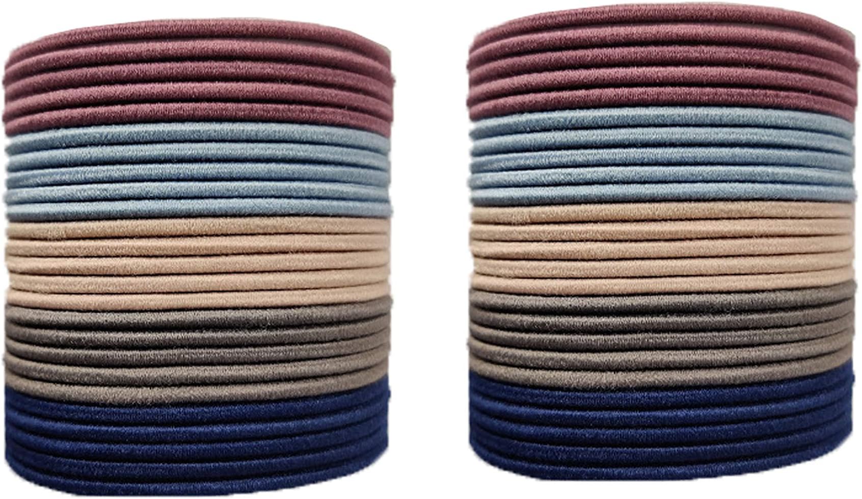 EVOGIRL Circle Shaped Hair Ties Everyday Wear Soft & Strong Ponytail Holder Pastel Shade Small Pack Rubber Bands,for Women/Girls,25, 50, 100 Pack