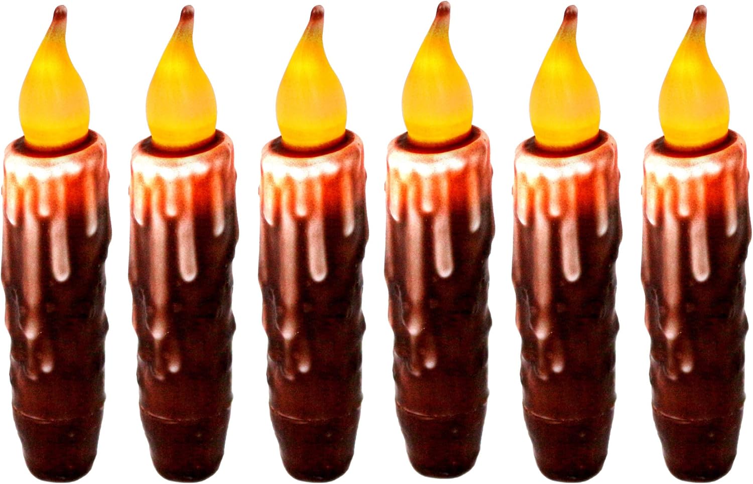 CVHOMEDECO. Real Wax Hand Dipped Battery Operated LED Timer Taper Candles Rustic
