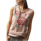 SOLY HUX Women's Floral Tank Tops Sleeveless Crewneck Casual Summer Vacation Top