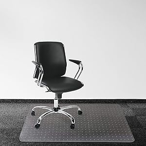 Kuyal Office Chair Mat for Carpets, 30in X 48in PVC Home Office Chair Mat for Low and No Pile Carpeted Floors, Clear, Studded, BPA Free (30"X 48"Rectangle for Carpet)