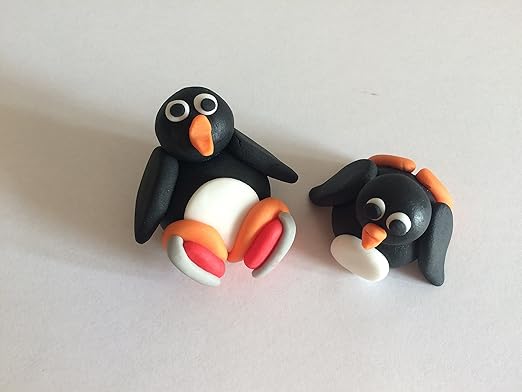 Edible Skating Penguins Cake Topper Decoration 3x2 Amazon Co Uk