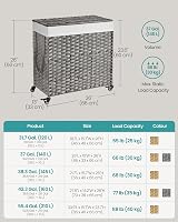 SONGMICS LCB363G01 140L Laundry Basket with Lid 3 Compartments Grey view 7