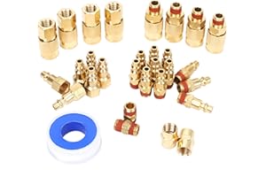FYPower 30 Pieces 1/4" NPT Air Coupler and Plug Kit, Quick Connect Air Fittings, Industrial Solid Brass Quick Connect, Connector Set