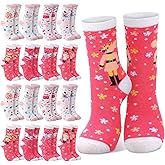 Jadive 16 Pairs Pink Nutcracker Socks Ballet Dance Nutcracker Sock Women Novelty Socks Winter Fuzzy Sock for Dance Lover Gift