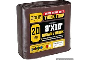 Core Tarps Extreme Heavy Duty 20 Mil Tarp Cover, Waterproof, UV Resistant, Rip and Tear Proof, Poly Tarpaulin with Reinforced Edges for Roof, Camping, Patio, Pool, Boat (Brown/Black 8′ X 10′)