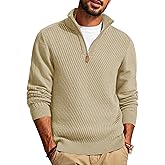 PJ PAUL JONES Mens Quarter Zip Pullover Sweaters Casual Slim Fit Knit Texture Sweater