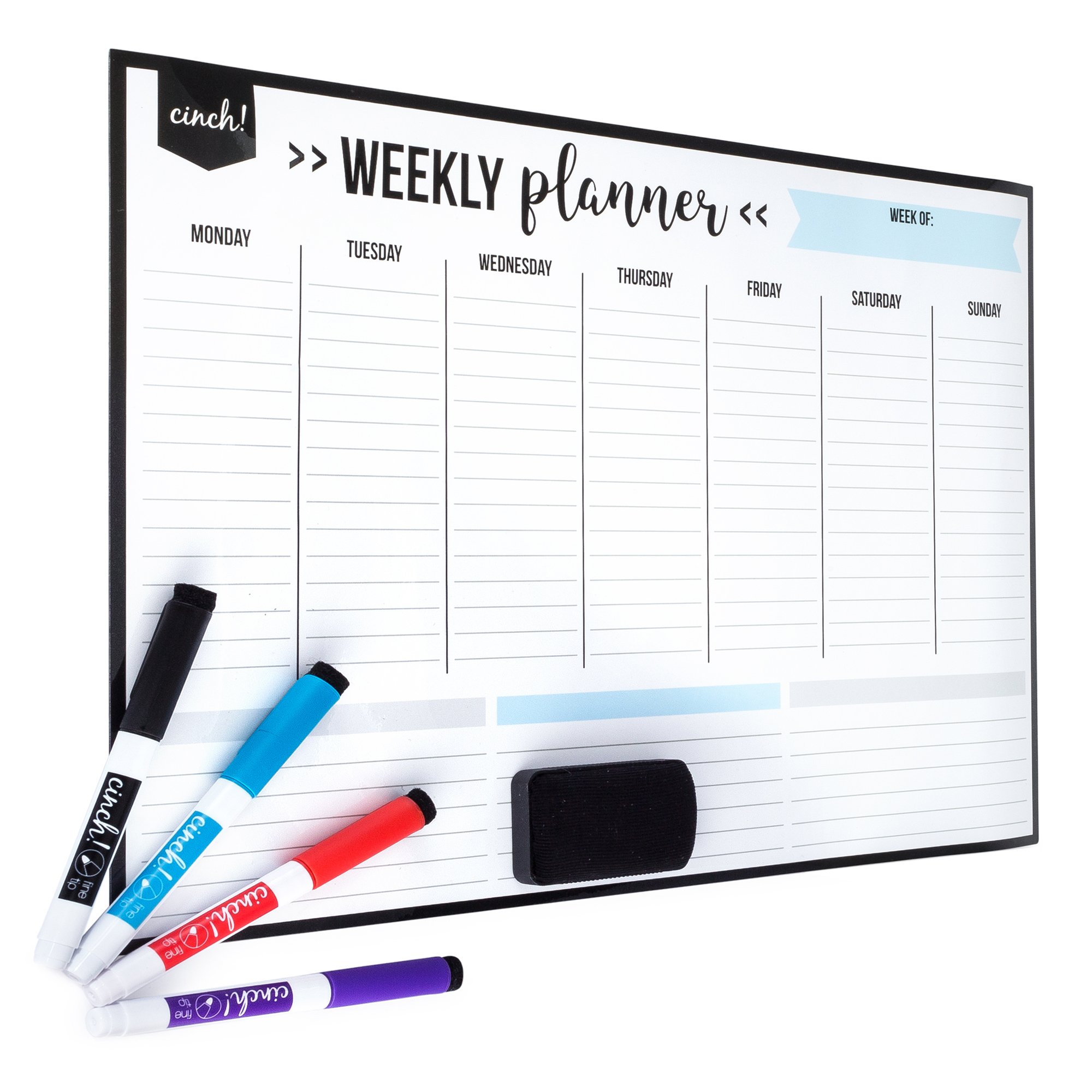 17x12 Whiteboard Magnetic Dry Erase Weekly Planner Calendar W Markers