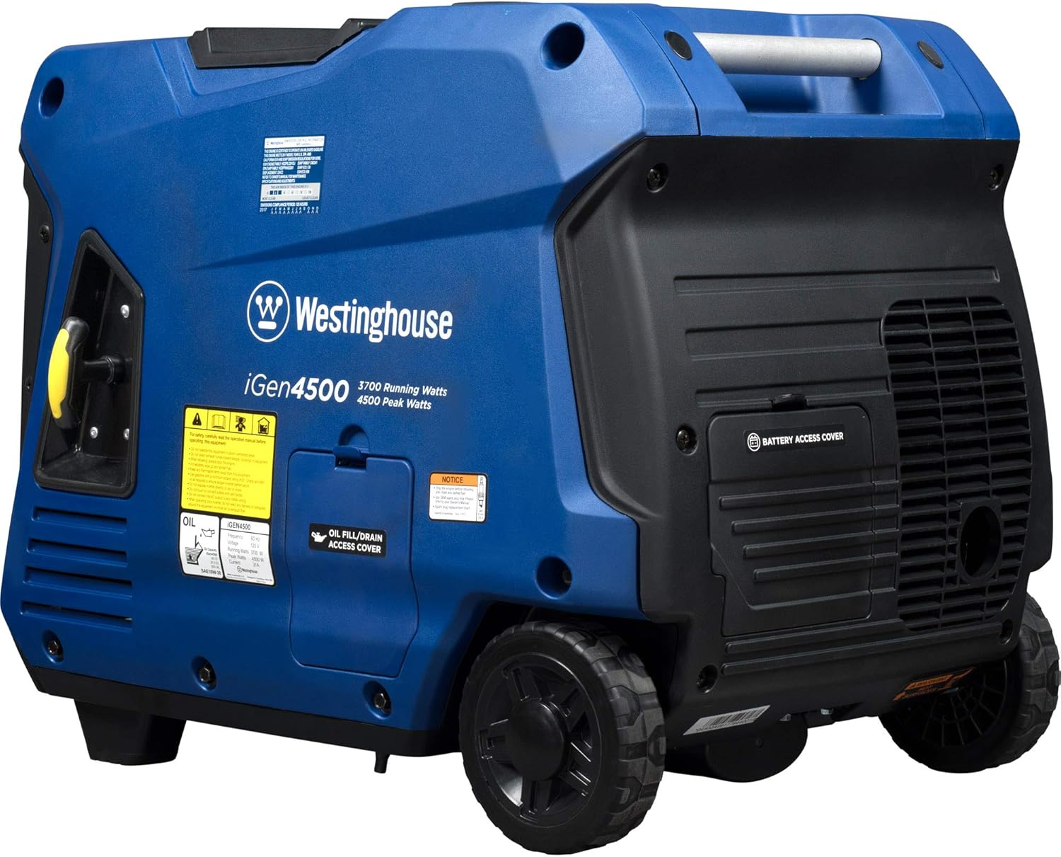 Westinghouse iGen4500 Super Quiet Portable Inverter Generator 3700 Rated & 4500 Peak Watts, Gas Powered, Electric Start, RV Ready, CARB Compliant : Garden & Outdoor