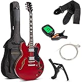 Best Choice Products Semi-Hollow Body Electric Guitar Set w/Dual Humbucker Pickups, 3-Way Pickup Selector, Case…