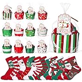Jenaai Christmas Cupcake Socks for Women Christmas Fuzzy Socks Gift Bulk Size 9-11 DIY Winter Gift for Holiday Party Favors