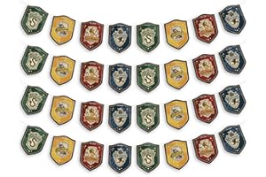 CON*QUEST ConQuest Journals Harry Potter Hogwarts House Pride Hanging Cardstock Banner Set, 4 Strings of 8 Cards (32-Pieces), 6'' x 4.5'' Banners, 79'' Clear Nylon Strings, Officially Licensed Party Decorations