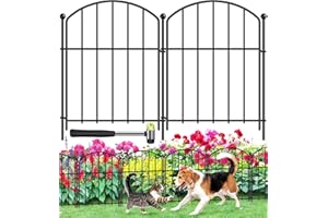GAXI Decoration Garden Fence 17in x 10ft, 10 Pack Rustproof Metal Animal Barrier Fence, Arched Flower Bed Edge Decorative Rabbit and Dog Ground Defense No-Dig Fence for Patio Patio Outdoor