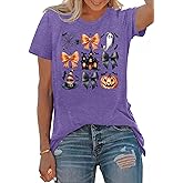PECHAR Halloween Shirts for Women: Cute Ghost Graphic T-Shirts Spooky Season Gifts Blouse Tees