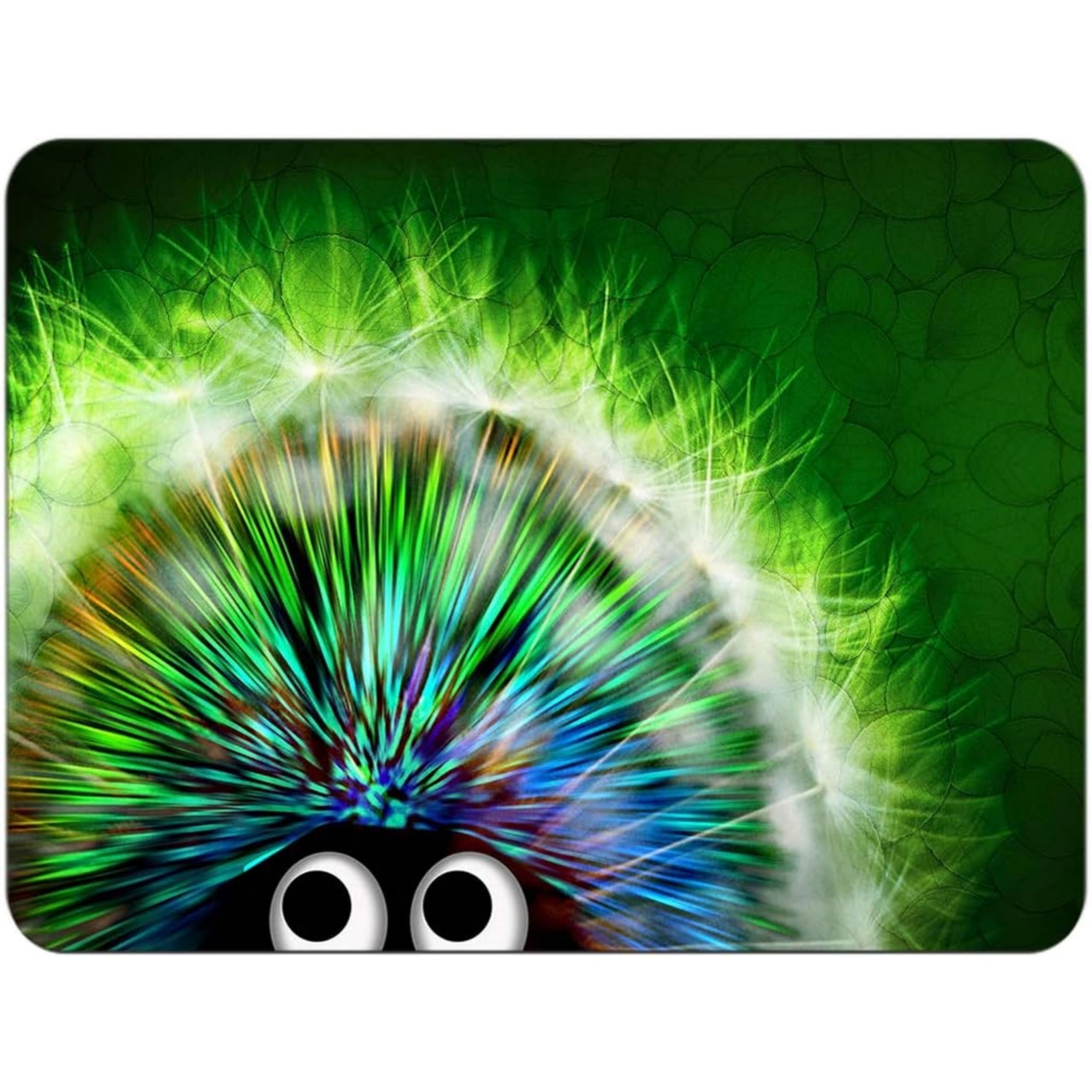 Silent Monsters Mouse Mat Small 10 x 8 inches / 24 x 20 cm, Green Hedgehog, Lasercut Edges, washable & rollable Mouse Pad, Gaming Home Office Mousemat, Mousepad non-slip & quiet, Desk Mat