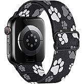 XynkoreX Paw Stretchy Bands Compatible with Apple Watch Band 40mm 41mm 38mm 46mm 44mm 45mm 42mm 49mm Women Men, Water-Resistant Solo Loop Elastic Sport Straps for iWatch Series 11 10 9 8 7 6 5 4 3 SE Ultra